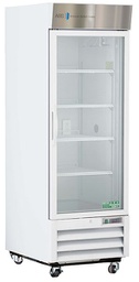 Standard Chromatography Refrigerator 23 Cu. Ft. Single Glass Door with microprocessor temperature controller, audible and visual high/low temp alarms, remote alarm contacts, one duplex outlet, one 2" access port and casters. Requires two (2) outlets. Warranty: 1/5; One year parts and labor warranty, plus an additional four year compressor parts warranty.